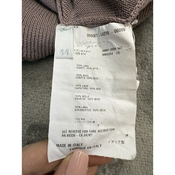 Miu Miu 100% Wool Cardigan Sweater Dusty Mauve Silk Insert Italy 44 US 8 - Picture 12 of 14